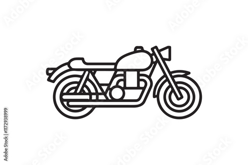 Motorcycle vector icon illustration of retro isolated on white background. Vintage motorcycles, unique icons, and a bike logo with a silver background, Vector illustration