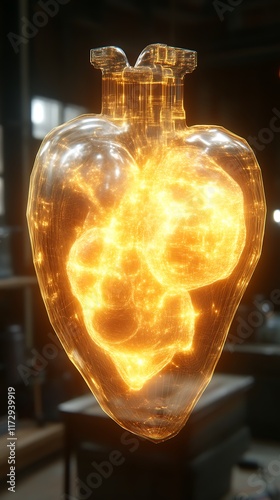 Obraz na płótnie Glass Heart Glowing Brightly Illuminates The Dark w salonie