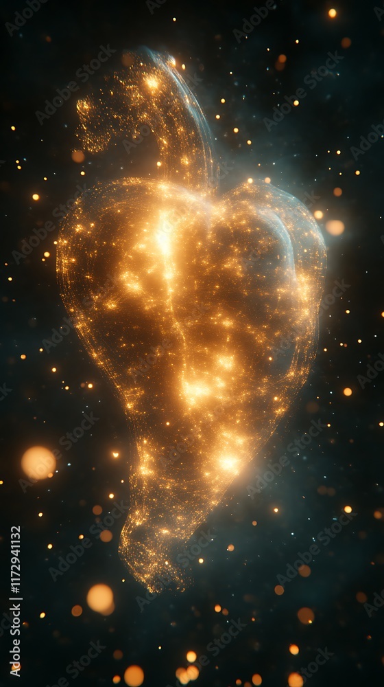 Glowing Heart Shaped Cosmic Nebula Dust Particles