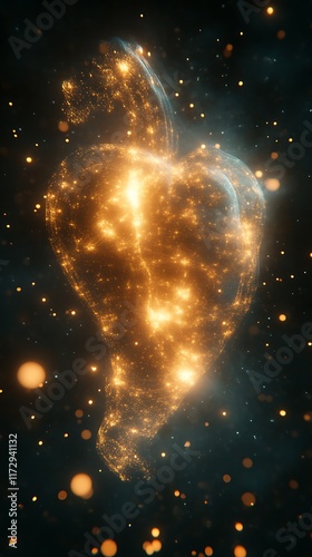 Obraz na płótnie Glowing Heart Shaped Cosmic Nebula Dust Particles w salonie