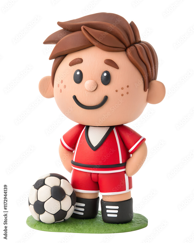 a clay Cute, Professional Football Player (Soccer), happy and smile, isolated on a transparent background . a clay Cute, Professional Football Player (Soccer), happy and smile, isolated on a transparent background .