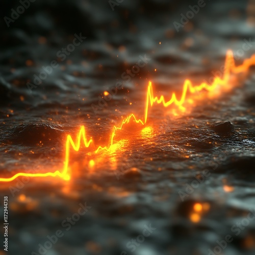 Obraz na płótnie Fiery energy pulses across dark textured surface w salonie