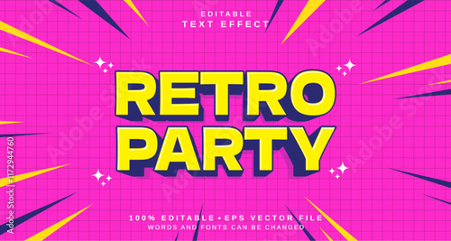 Editable text style effect - Retro Party text style theme.