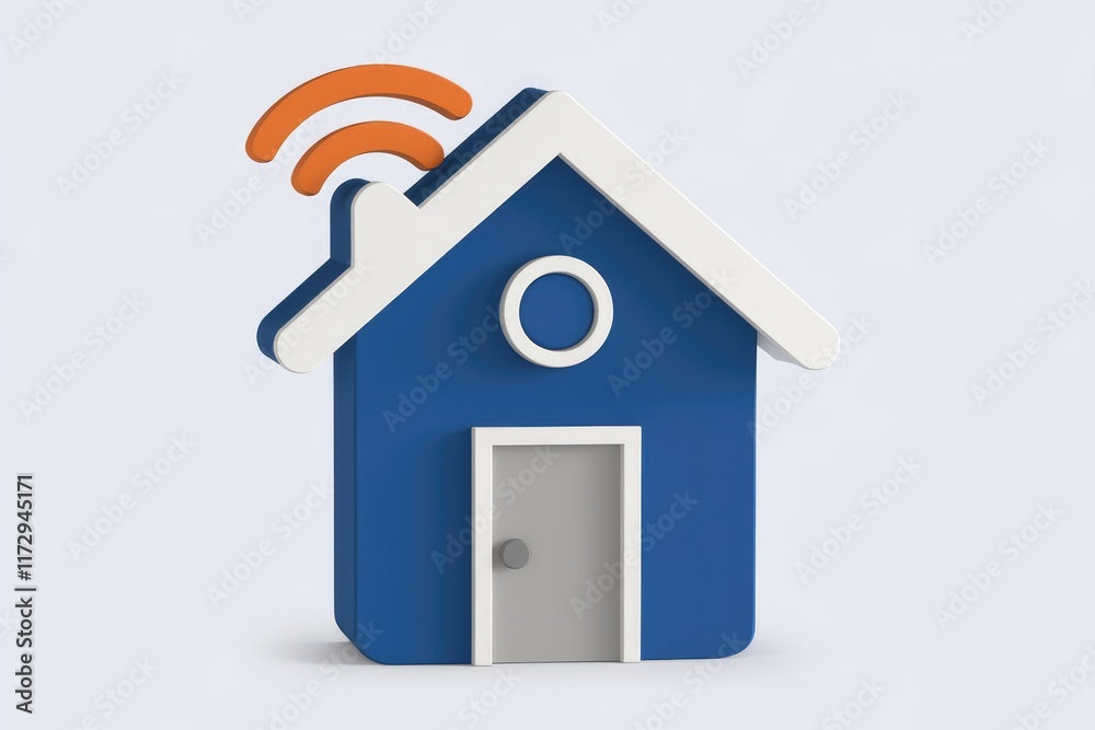 A blue house icon with wifi signal, representing smart home technology. A blue house icon with wifi signal, representing smart home technology.