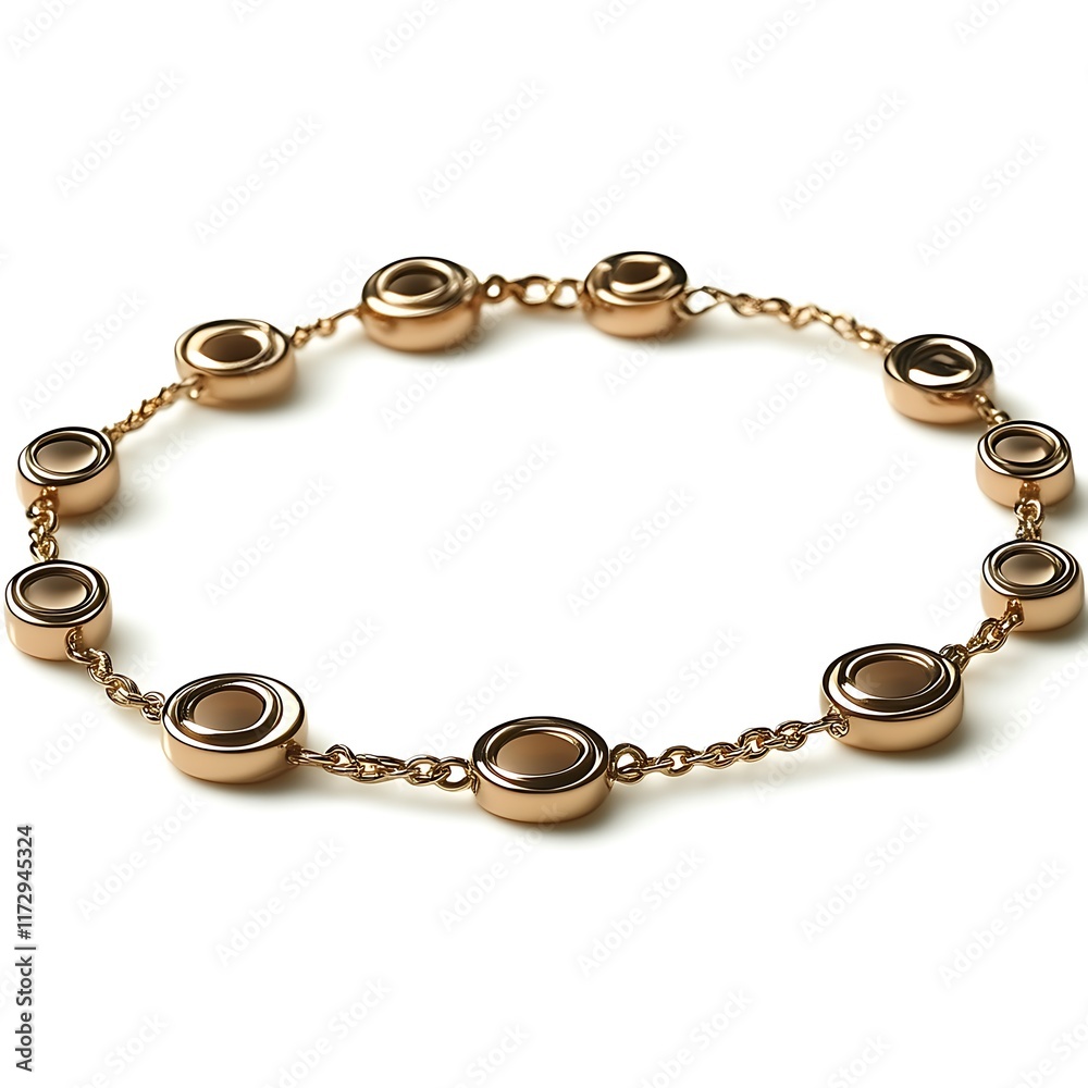 Elegant Gold Bracelet with Circular Charms and Chain