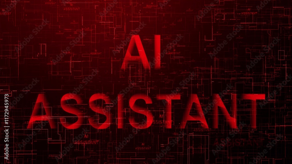 Fototapeta premium AI assistant text technology data line red