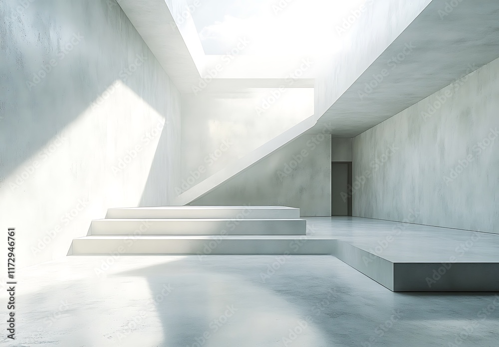 Obraz premium Minimalist Concrete Staircase and Platform