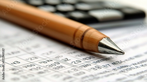 Accountant Reviewing Financial Reports with Calculator and Pencil