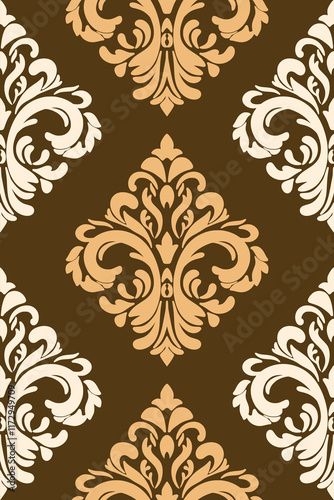 Damask seamless pattern element. Vector Illustration. Repeated designs for wallpaper, branding, web design, invitations, blankets, bedspreads.