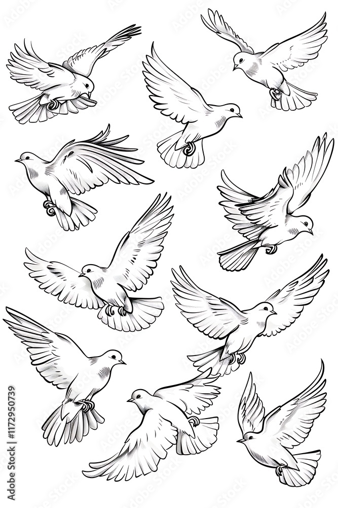 doves soaring with open wings doves soaring with open wings