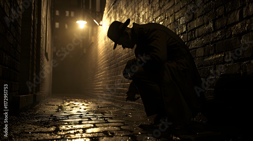 Noir Streets: The Silent Hunt of the Relentless Detective in the Urban Maze
