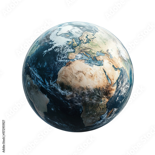 Obraz na płótnie Global Sphere of Earth: An awe-inspiring realistic depiction of Planet Earth from space, showcasing the majestic continents, oceans, and atmospheric details of the world. w salonie