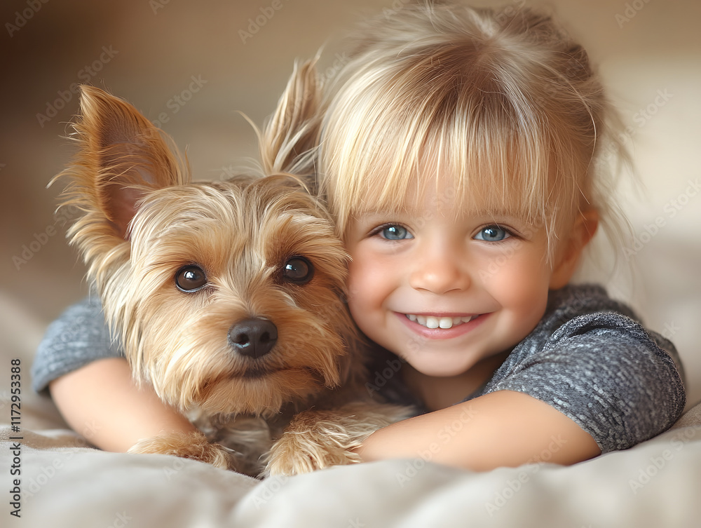 Child Girl Hugging a Dog Child Girl Hugging a Dog