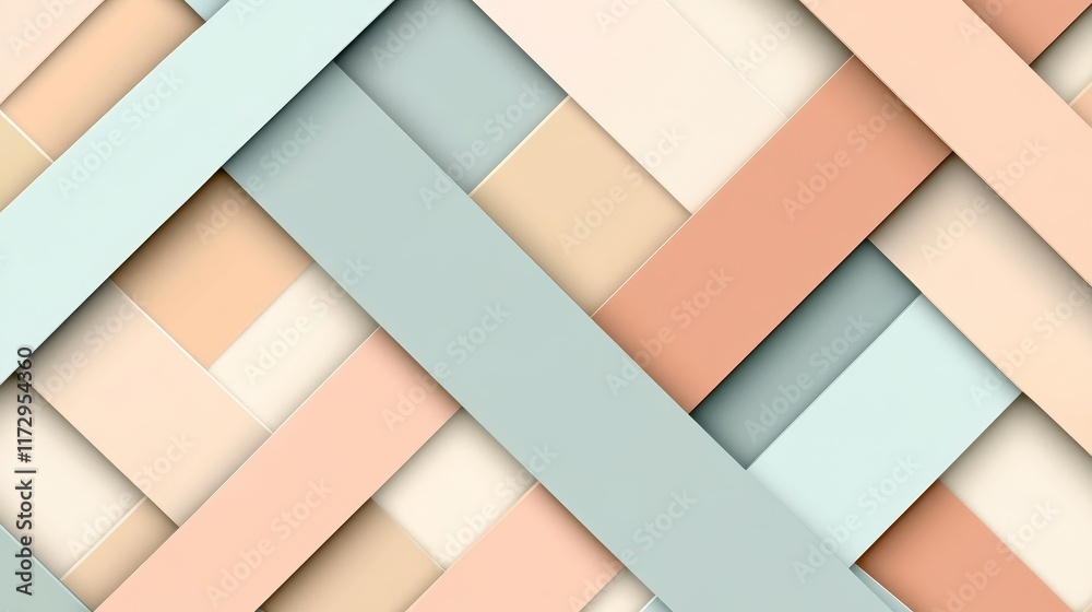 Abstract geometric design featuring woven pastel-colored strips. Abstract geometric design featuring woven pastel-colored strips.