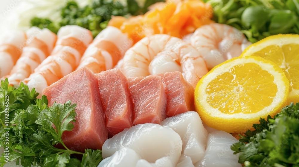 A gourmet shabu pork pan with a variety of high-quality ingredients, including seafood, pork, and fresh greens. A gourmet shabu pork pan with a variety of high-quality ingredients, including seafood, pork, and fresh greens.