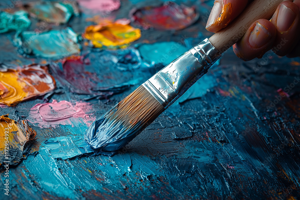 hand painting wooden surface with vibrant colors in background hand painting wooden surface with vibrant colors in background