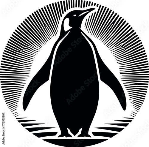 Emperor Penguin vector black silhouette cricut design for T-shirt