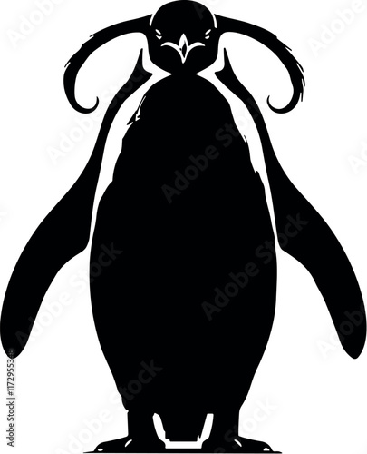 Emperor Penguin vector black silhouette cricut design for T-shirt photo