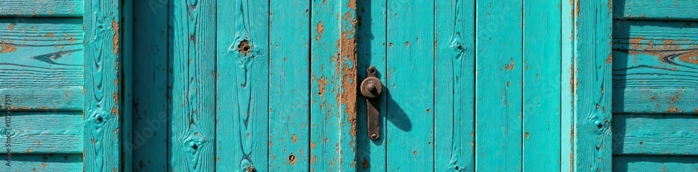 Weathered wooden surface with turquoise paint finish in a rustic cabin door, weathered, cabin, paint Weathered wooden surface with turquoise paint finish in a rustic cabin door, weathered, cabin, paint