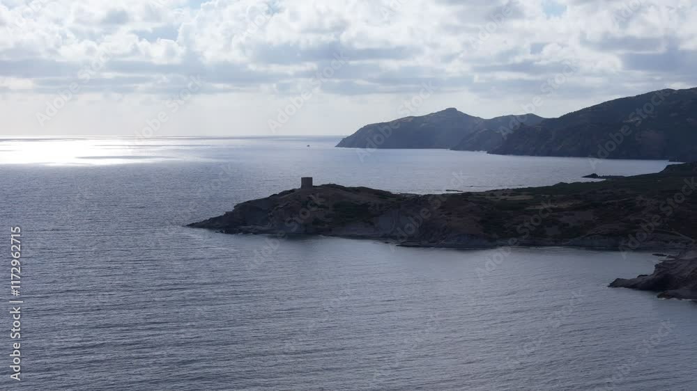 Medieval watchtower on the sardinian coast Medieval watchtower on the sardinian coast