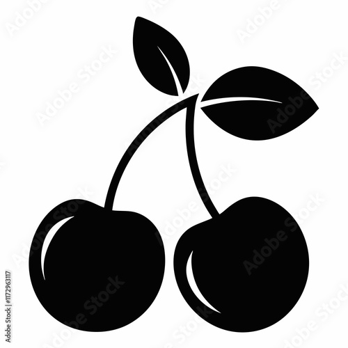 Sour Cherry Silhouette Elegant Vector Design