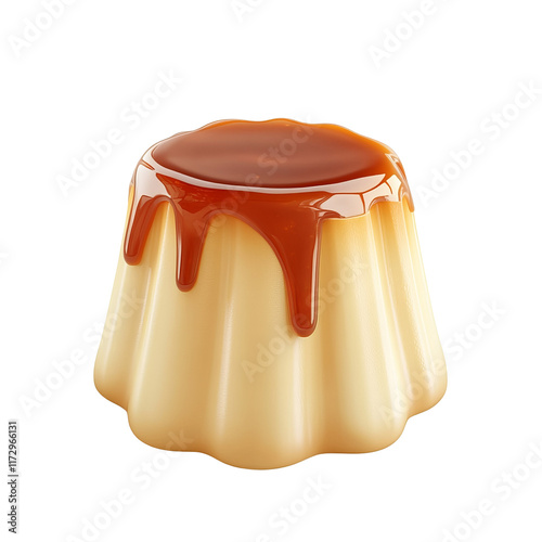 Obraz na płótnie creme caramel dessert with caramel sauce isolated on a white background w salonie