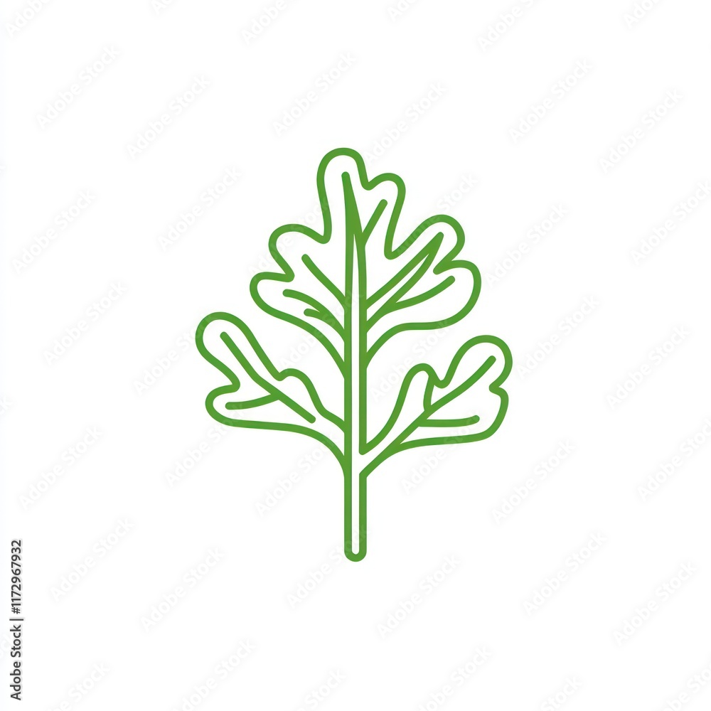 Naklejka premium Green Leaf Outline Simple Botanical Illustration