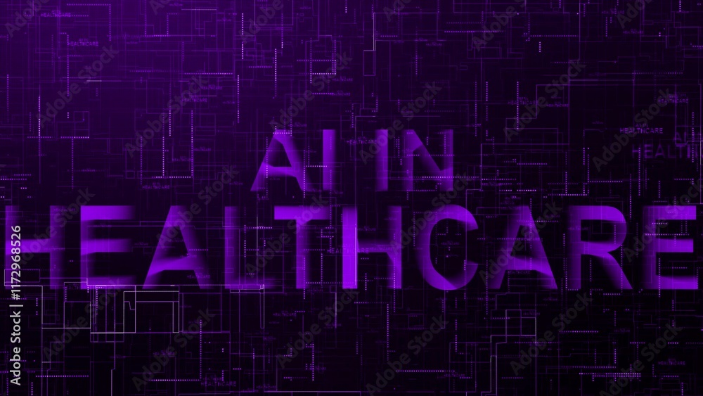 AI in healthcare text technology data line purple AI in healthcare text technology data line purple