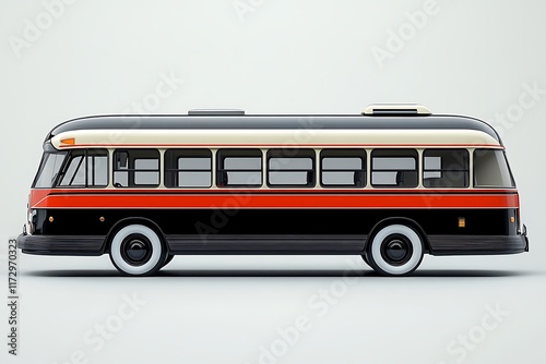 Vintage Black and Cream City Bus Side Profile