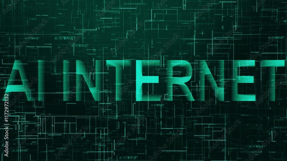 Fototapeta premium AI internet text technology data line cyan