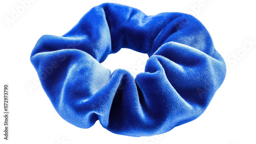 Stylish Velvet Blue Hair Scrunchie: A Perfect Accessory for Creating Chic Hairstyles and Adding a Touch of Elegance to Your Wardrobe. photo