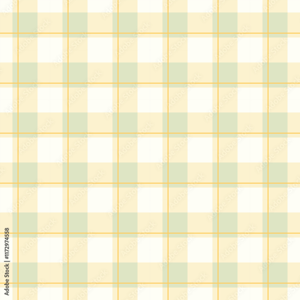 Gingham seamless vector pattern with kawaii carrots. Tartan check for tablecloths, napkins, clothes, packaging, for the Easter holiday. Cozy cute childish. easter color.