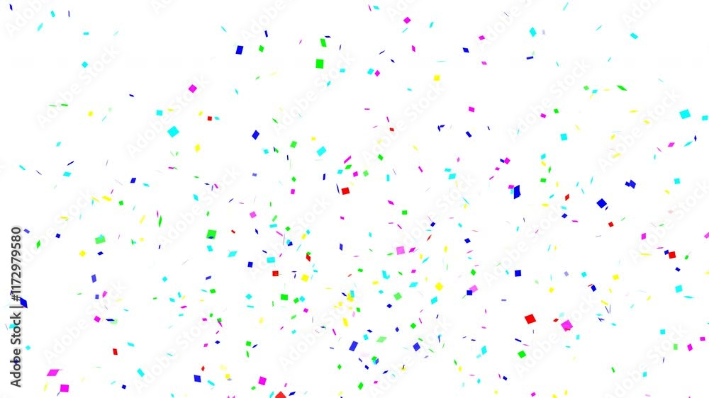 Decoration background. Set of colorful confetti on white screen, abstract multicolor explodes