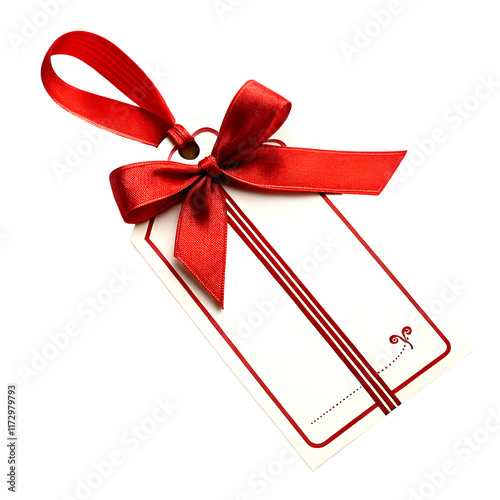 Gift tag with blue ribbon bow isolated birthday valentine label surprise anniversary event PNG file HD photo download photo