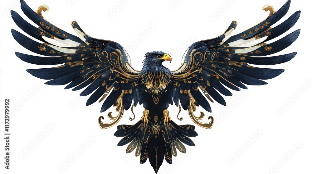 Obraz premium Ornate Eagle Wings Spread in Majestic Display