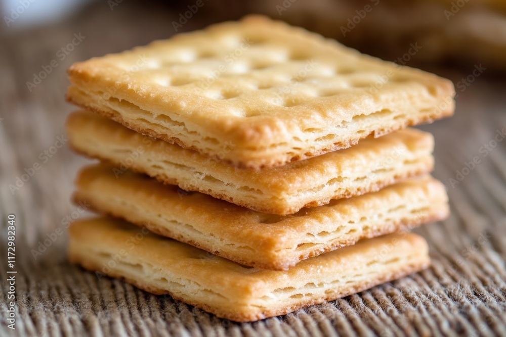 A Stack of Golden Brown Crispy Crackers A Stack of Golden Brown Crispy Crackers