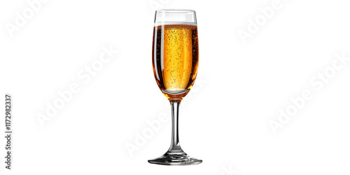 Champagne flute glass with bubbly drink isolated on transparent background photo