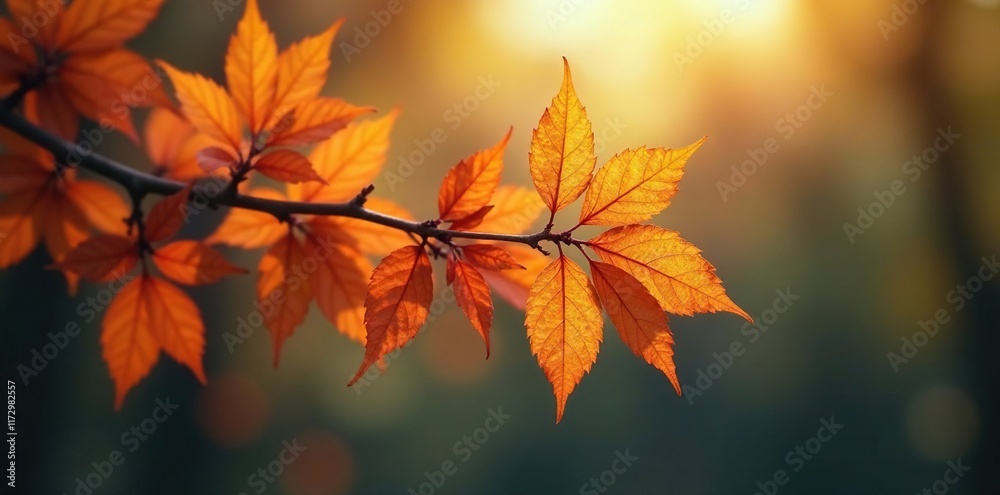 A branch laden with glowing leaves stretches towards the sky, soft focus, natural ambiance, earthy tones A branch laden with glowing leaves stretches towards the sky, soft focus, natural ambiance, earthy tones