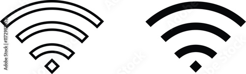 Wifi wireless internet signal flat and line icon set. Internet connection symbol. Communication black vector collection isolated on transparent background.