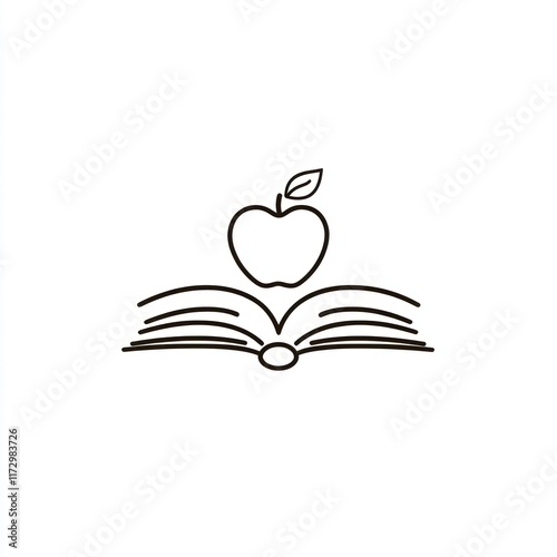 An apple rests atop an open book symbolizing knowledge