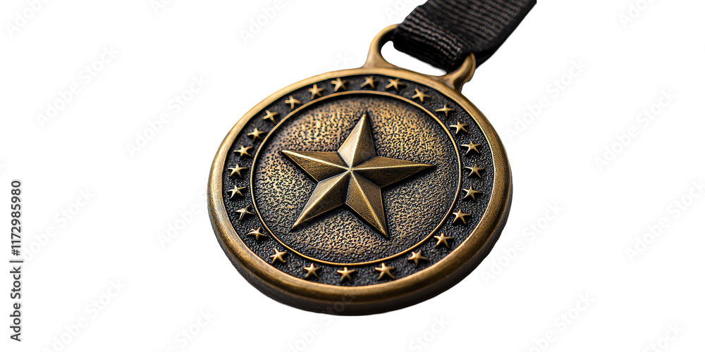 Bronze medal with star design isolated on transparent background Bronze medal with star design isolated on transparent background
