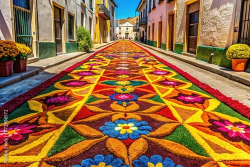 Minimalist Corpus Christi Street Carpet, Almonacid de Zorita, Spain photo