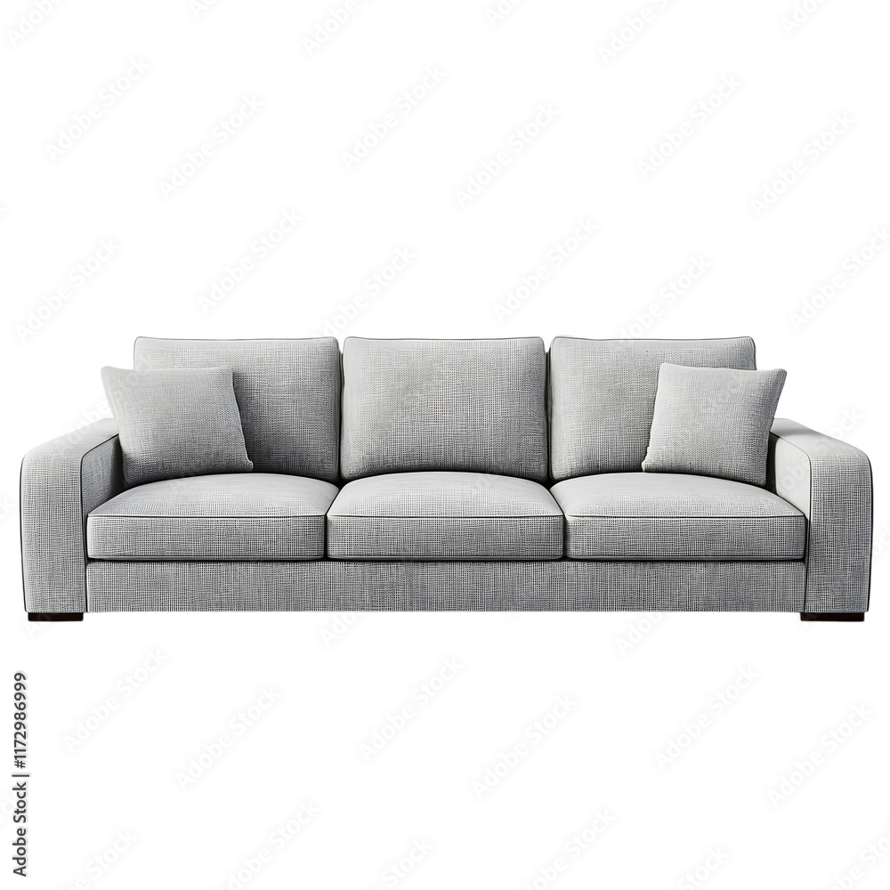 Fototapeta premium Minimalist Three-Seater Sofa with Cushions - Elegant Home Furniture Design