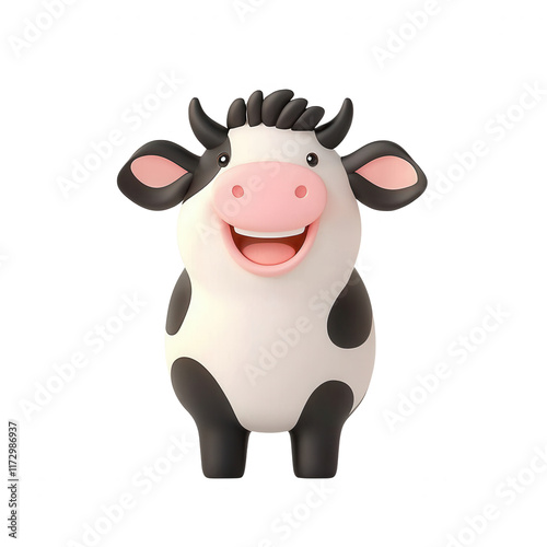 Wallpaper Mural A cheerful cartoon cow with a big smile and playful expression., isolated on a transparent background. Torontodigital.ca