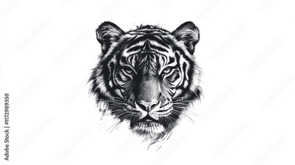 Fototapeta premium A Majestic Black And White Tiger Portrait