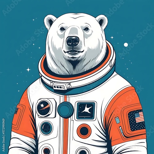 Polar Bear Astronaut: A Retro-Style Space Adventure photo