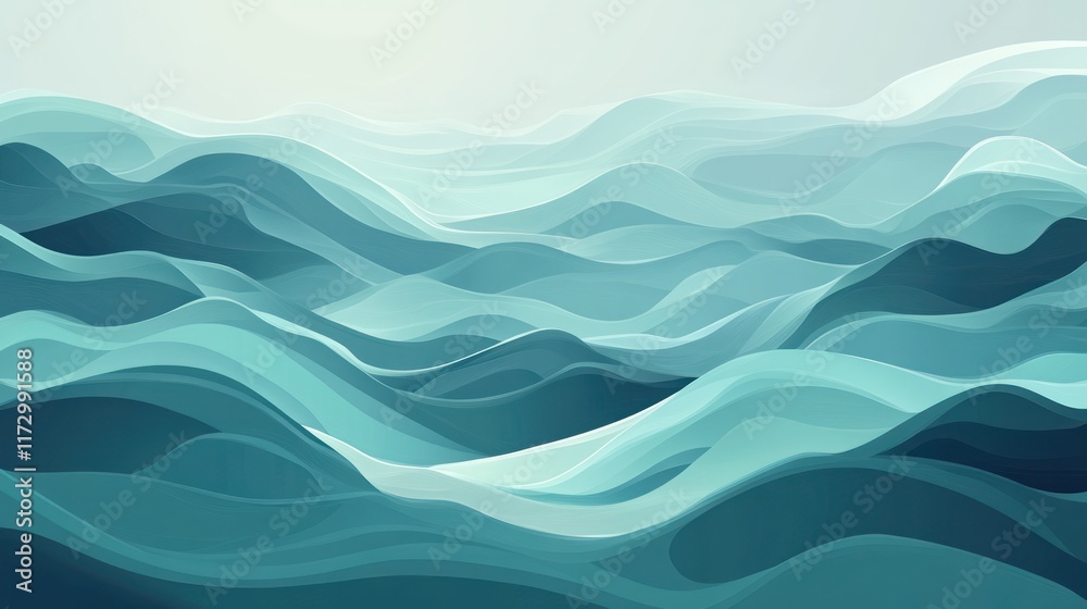 Fototapeta premium Abstract teal ocean waves background.