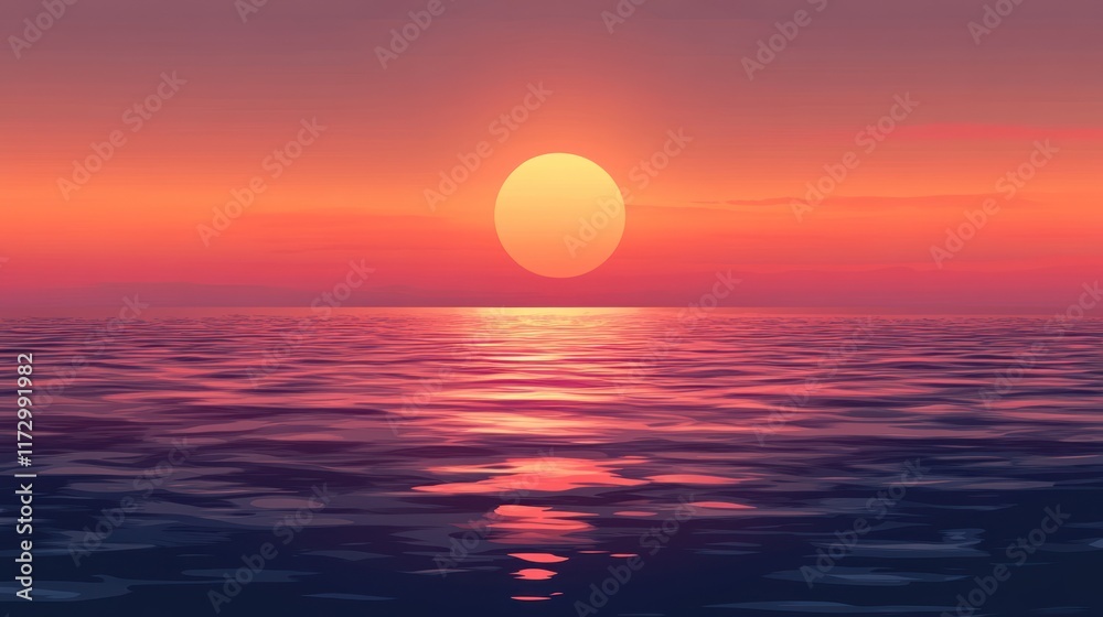 Vibrant sunset over calm ocean waters. (2) Vibrant sunset over calm ocean waters. (2)