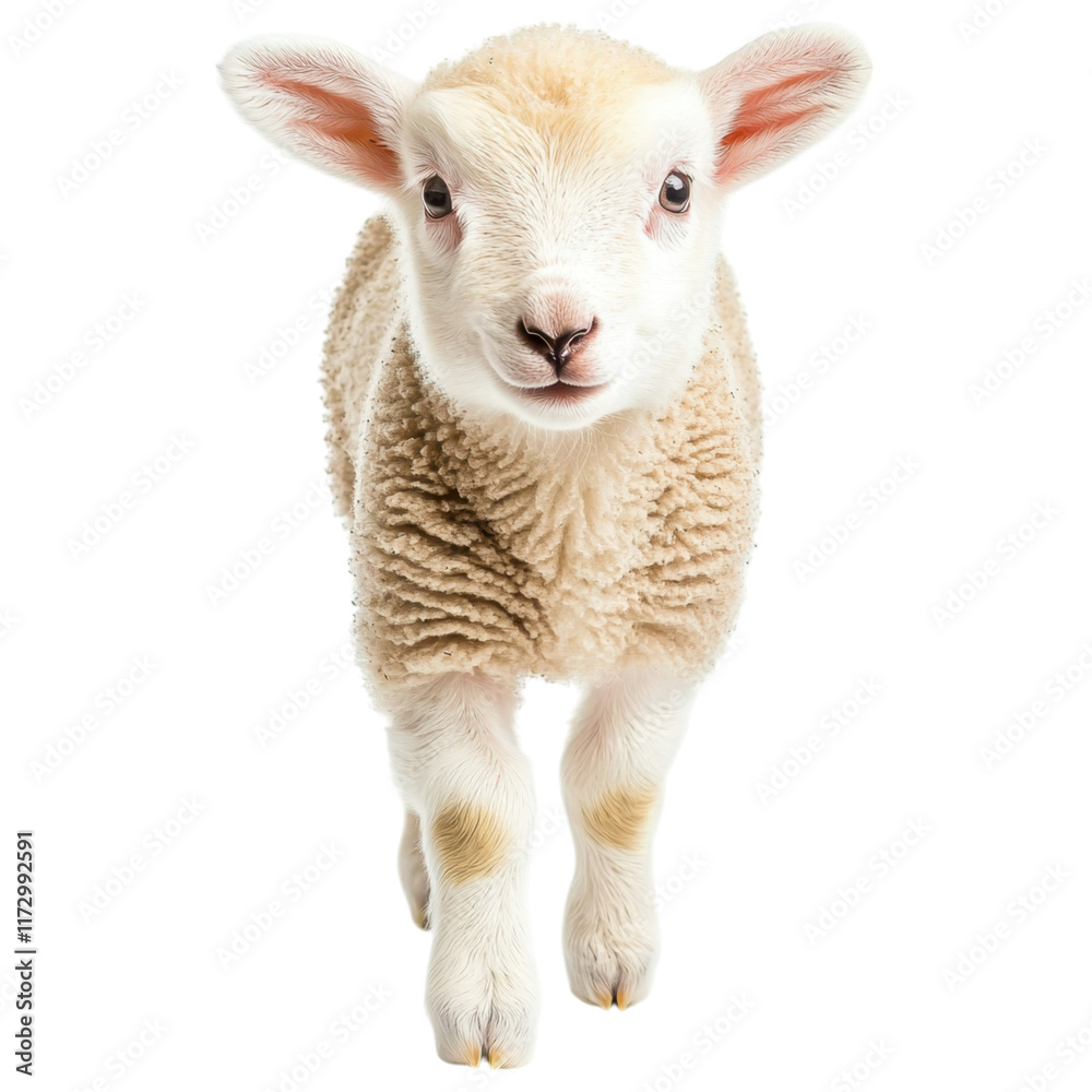 playful lamb with soft white wool and curious expression playful lamb with soft white wool and curious expression