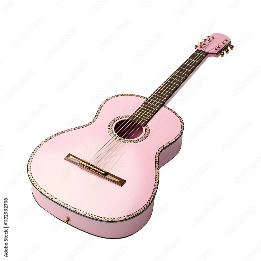 Fototapeta premium classical guitar pink on white background